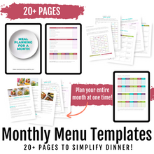 Load image into Gallery viewer, Monthly Meal Planning Templates